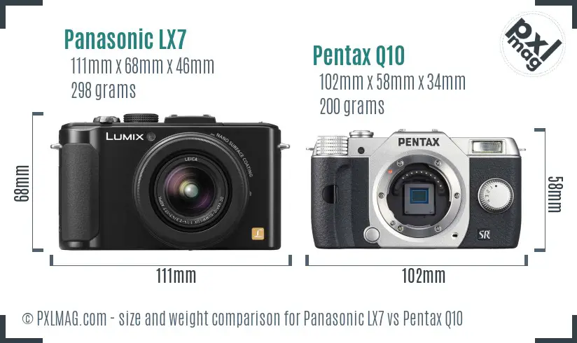 Panasonic LX7 vs Pentax Q10 size comparison