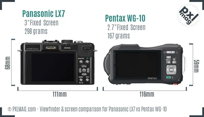 Panasonic LX7 vs Pentax WG-10 Screen and Viewfinder comparison Panasonic LX7 vs Pentax WG-10 Screen and Viewfinder comparison