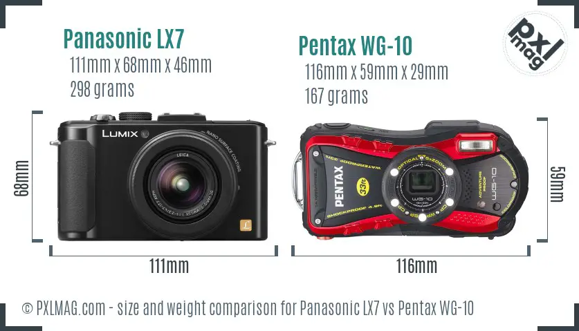 Panasonic LX7 vs Pentax WG-10 size comparison Panasonic LX7 vs Pentax WG-10 size comparison
