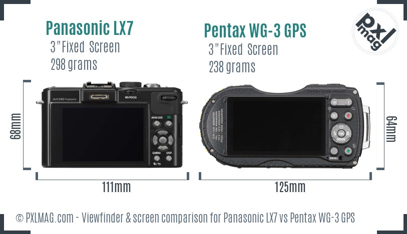 Panasonic LX7 vs Pentax WG-3 GPS Screen and Viewfinder comparison
