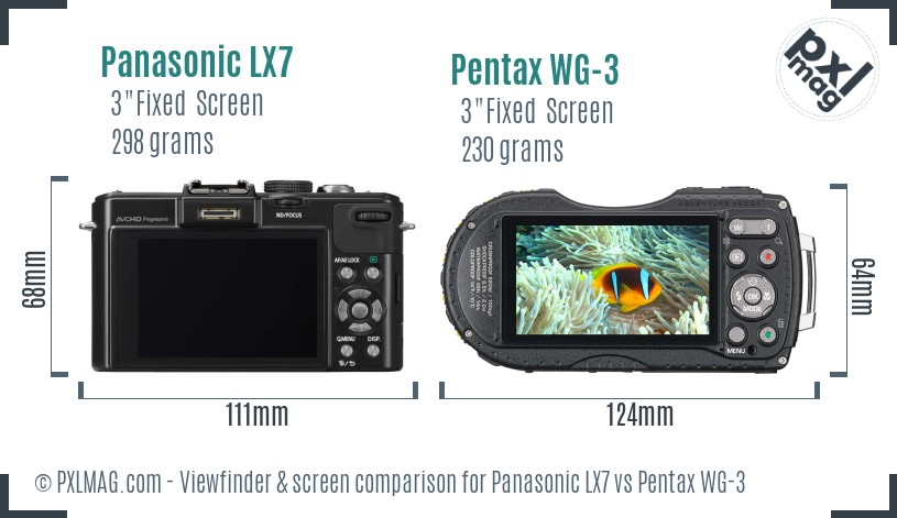 Panasonic LX7 vs Pentax WG-3 Screen and Viewfinder comparison