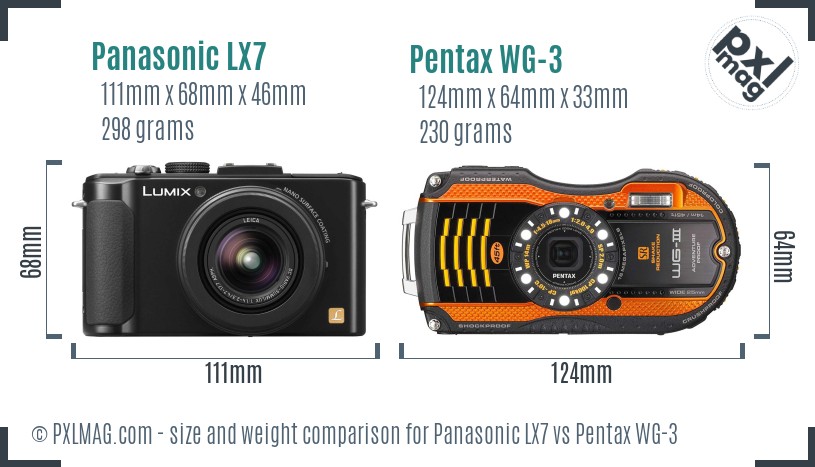 Panasonic LX7 vs Pentax WG-3 size comparison Panasonic LX7 vs Pentax WG-3 size comparison