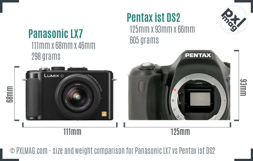 Panasonic LX7 vs Pentax ist DS2 size comparison