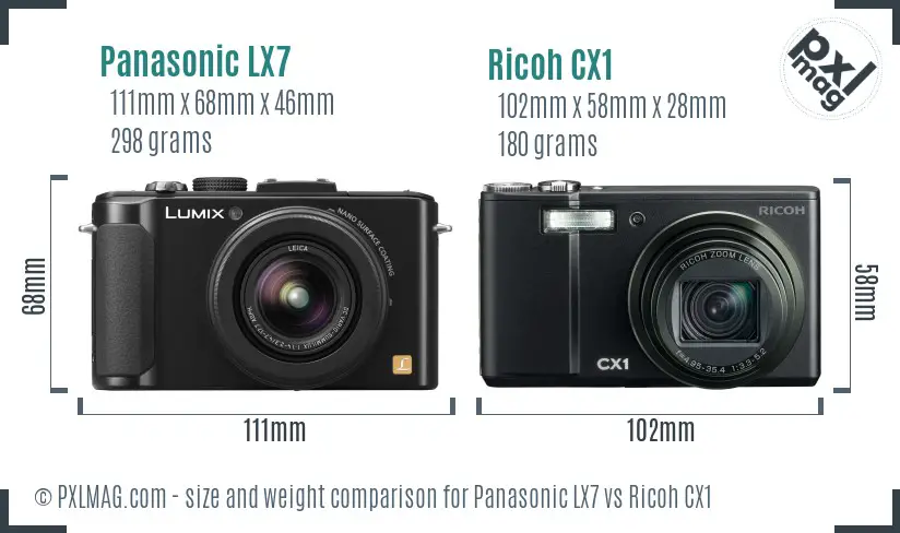 Panasonic LX7 vs Ricoh CX1 size comparison