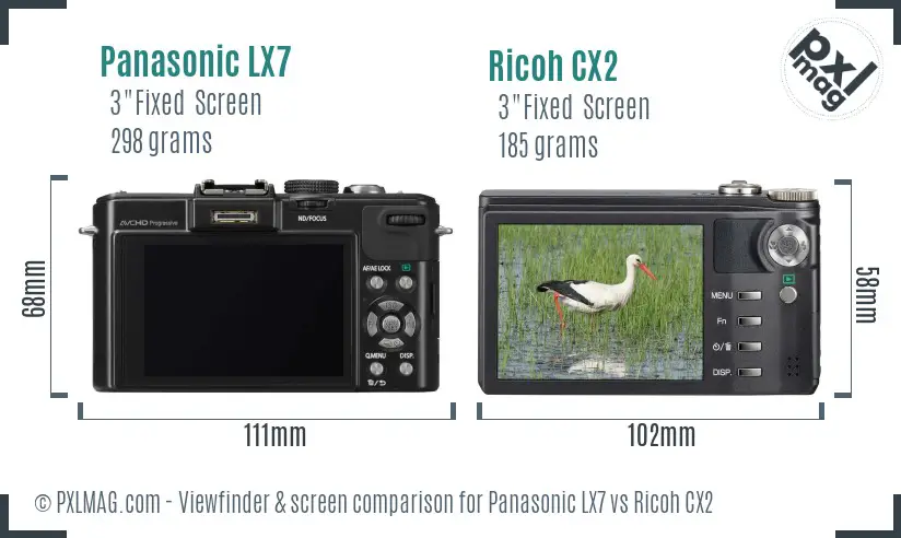 Panasonic LX7 vs Ricoh CX2 Screen and Viewfinder comparison Panasonic LX7 vs Ricoh CX2 Screen and Viewfinder comparison