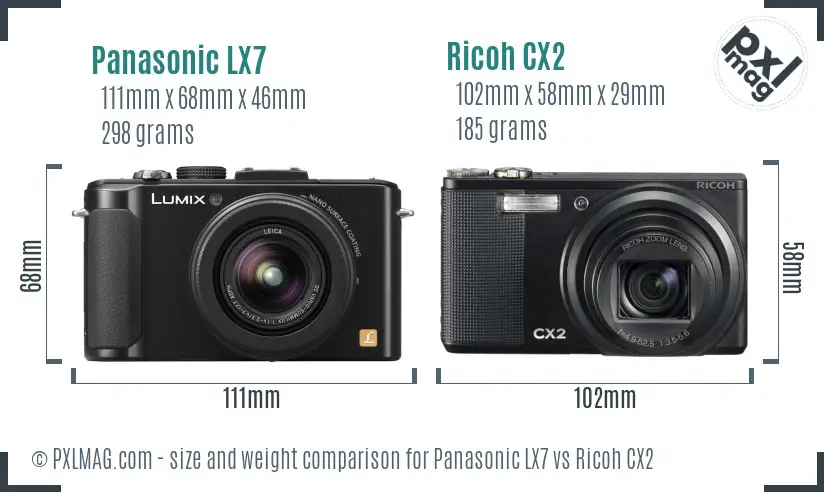 Panasonic LX7 vs Ricoh CX2 size comparison Panasonic LX7 vs Ricoh CX2 size comparison