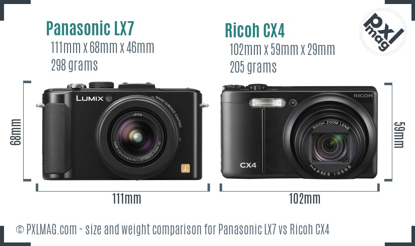 Panasonic LX7 vs Ricoh CX4 size comparison