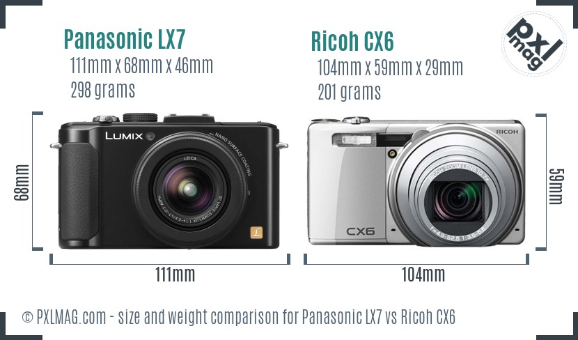 Panasonic LX7 vs Ricoh CX6 size comparison Panasonic LX7 vs Ricoh CX6 size comparison