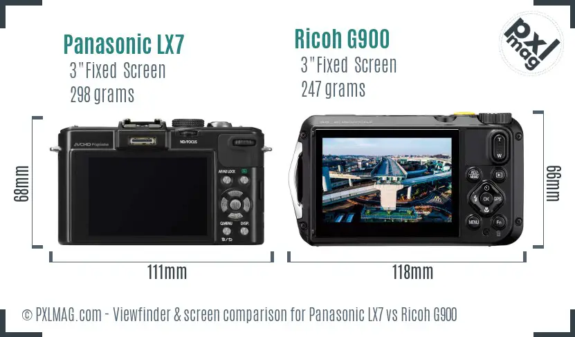 Panasonic LX7 vs Ricoh G900 Screen and Viewfinder comparison