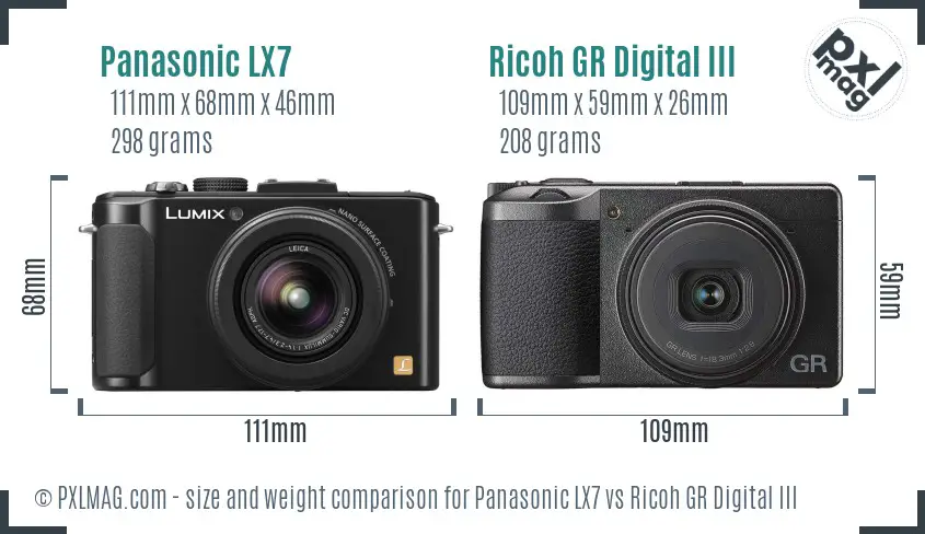 Panasonic LX7 vs Ricoh GR Digital III size comparison