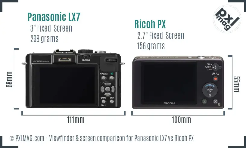 Panasonic LX7 vs Ricoh PX Screen and Viewfinder comparison Panasonic LX7 vs Ricoh PX Screen and Viewfinder comparison