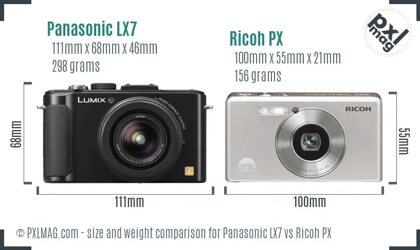 Panasonic LX7 vs Ricoh PX size comparison Panasonic LX7 vs Ricoh PX size comparison
