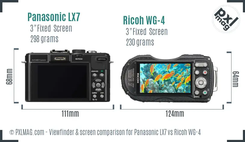 Panasonic LX7 vs Ricoh WG-4 Screen and Viewfinder comparison