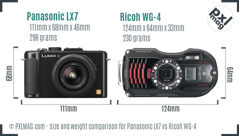 Panasonic LX7 vs Ricoh WG-4 size comparison
