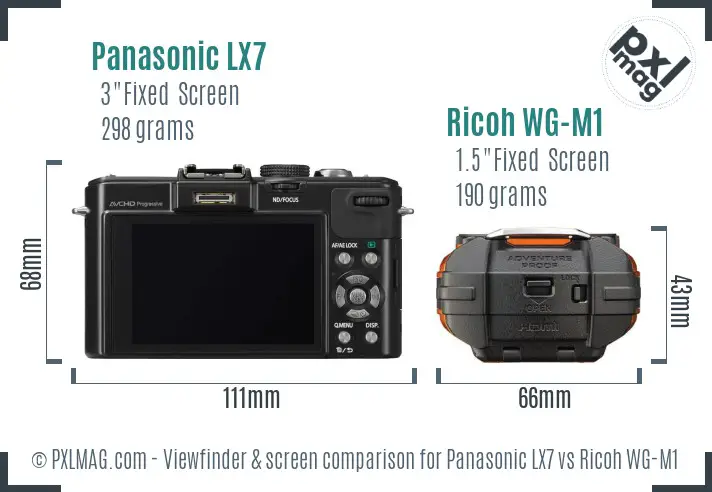 Panasonic LX7 vs Ricoh WG-M1 Screen and Viewfinder comparison Panasonic LX7 vs Ricoh WG-M1 Screen and Viewfinder comparison