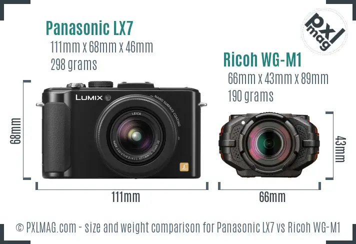 Panasonic LX7 vs Ricoh WG-M1 size comparison Panasonic LX7 vs Ricoh WG-M1 size comparison