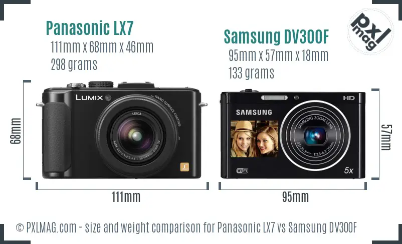 Panasonic LX7 vs Samsung DV300F size comparison