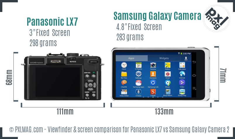 Panasonic LX7 vs Samsung Galaxy Camera 2 Screen and Viewfinder comparison