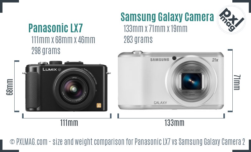 Panasonic LX7 vs Samsung Galaxy Camera 2 size comparison Panasonic LX7 vs Samsung Galaxy Camera 2 size comparison