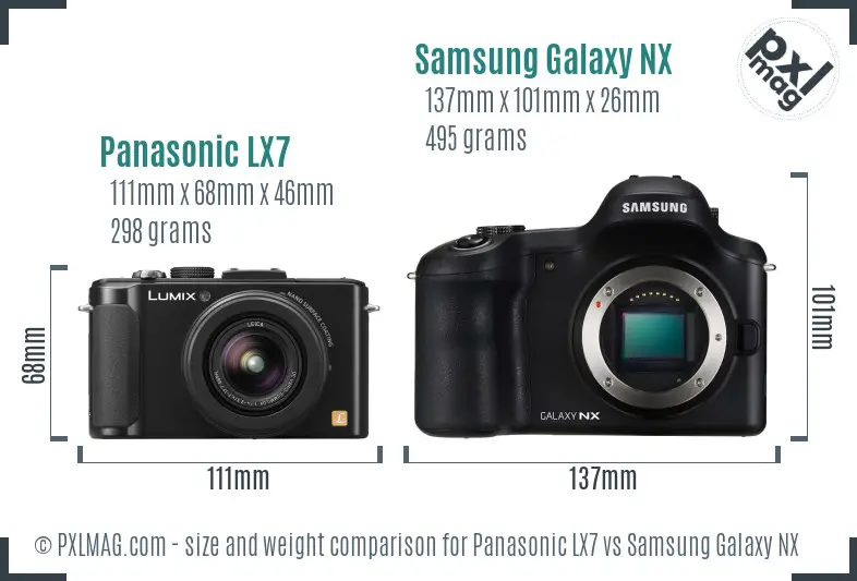 Panasonic LX7 vs Samsung Galaxy NX size comparison