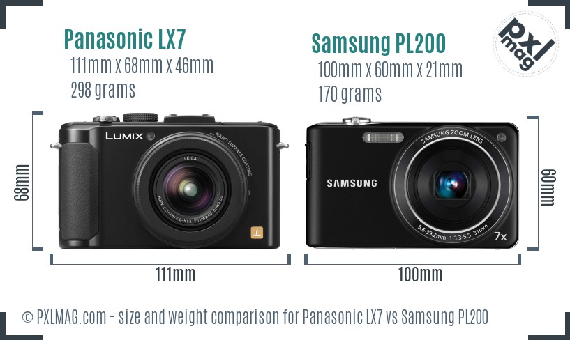 Panasonic LX7 vs Samsung PL200 size comparison Panasonic LX7 vs Samsung PL200 size comparison