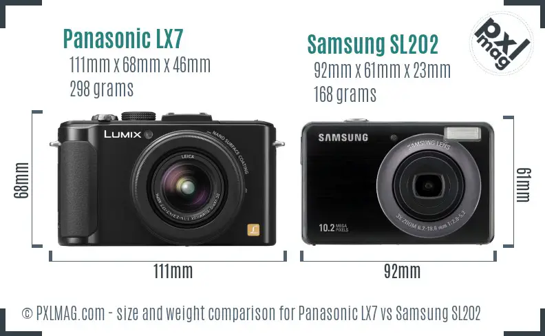 Panasonic LX7 vs Samsung SL202 size comparison