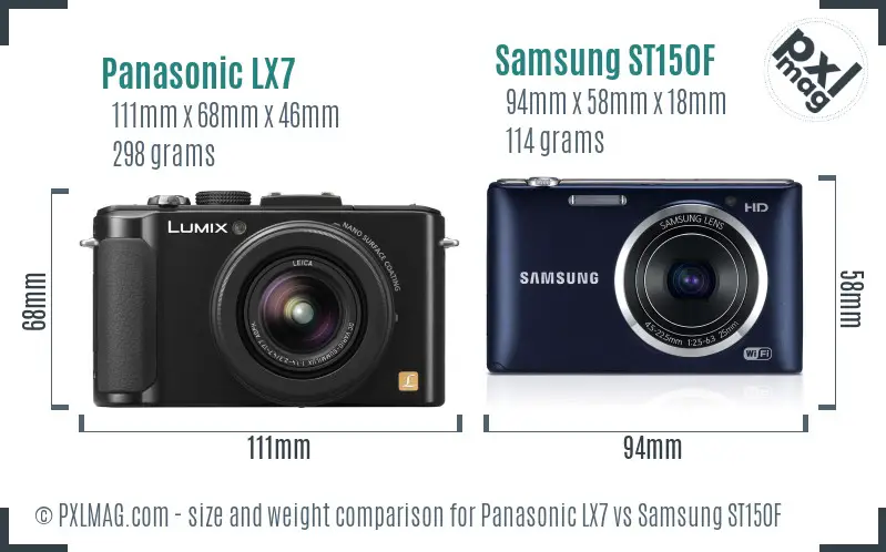 Panasonic LX7 vs Samsung ST150F size comparison