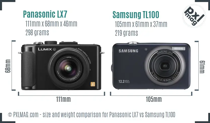 Panasonic LX7 vs Samsung TL100 size comparison