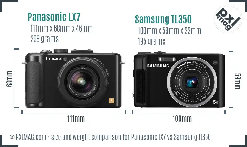 Panasonic LX7 vs Samsung TL350 size comparison