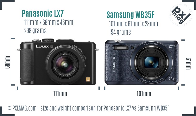 Panasonic LX7 vs Samsung WB35F size comparison Panasonic LX7 vs Samsung WB35F size comparison