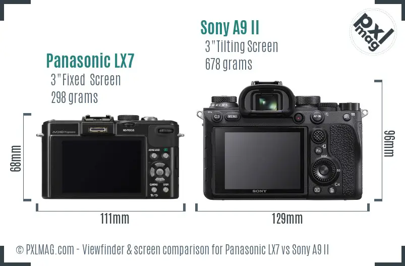 Panasonic LX7 vs Sony A9 II Screen and Viewfinder comparison