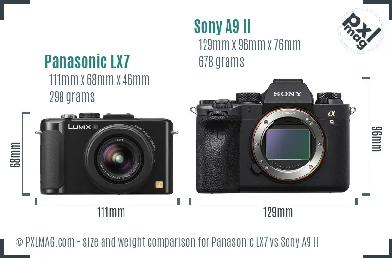 Panasonic LX7 vs Sony A9 II size comparison
