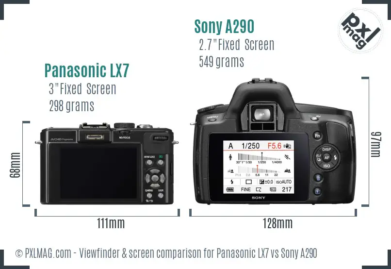 Panasonic LX7 vs Sony A290 Screen and Viewfinder comparison