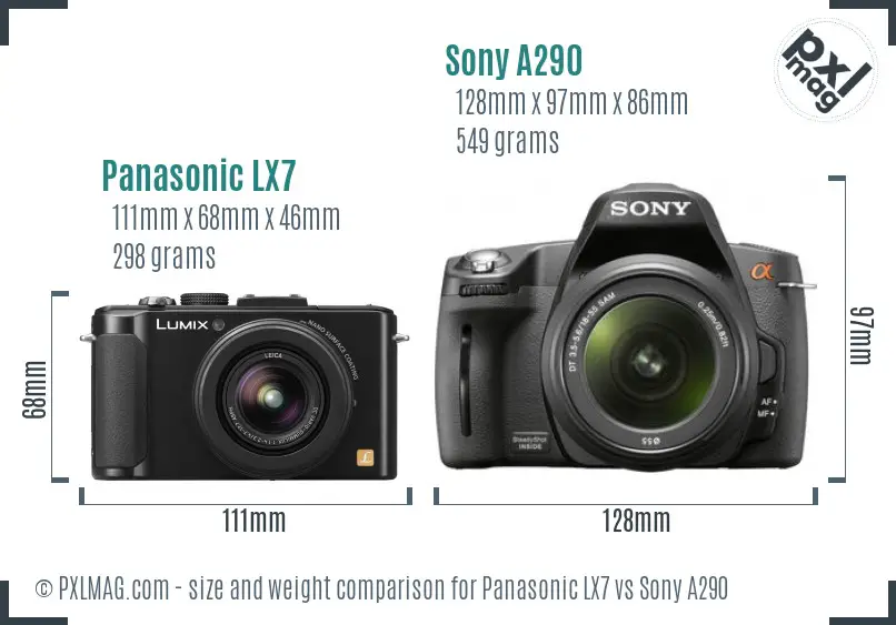 Panasonic LX7 vs Sony A290 size comparison