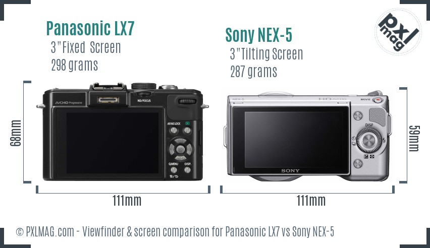 Panasonic LX7 vs Sony NEX-5 Screen and Viewfinder comparison