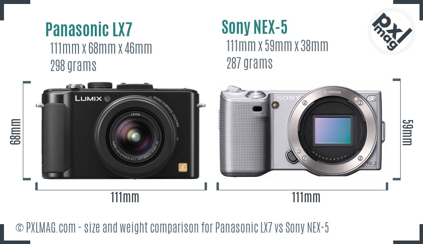 Panasonic LX7 vs Sony NEX-5 size comparison