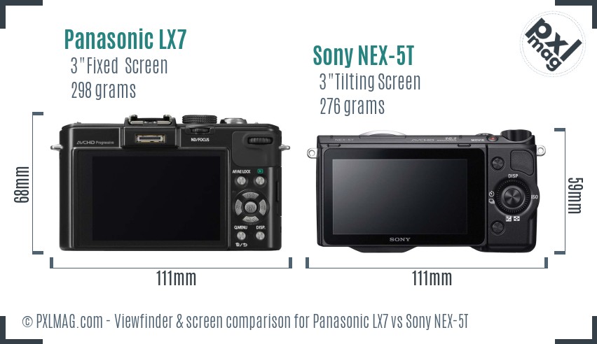 Panasonic LX7 vs Sony NEX-5T Screen and Viewfinder comparison