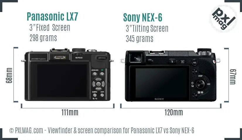 Panasonic LX7 vs Sony NEX-6 Screen and Viewfinder comparison Panasonic LX7 vs Sony NEX-6 Screen and Viewfinder comparison