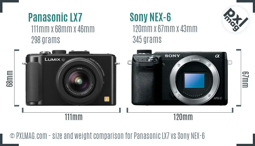 Panasonic LX7 vs Sony NEX-6 size comparison Panasonic LX7 vs Sony NEX-6 size comparison