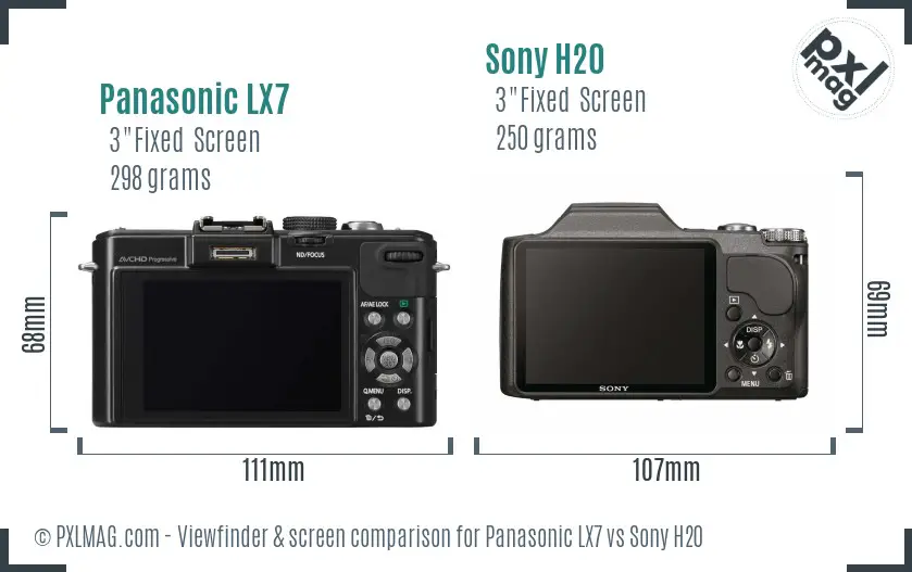 Panasonic LX7 vs Sony H20 Screen and Viewfinder comparison Panasonic LX7 vs Sony H20 Screen and Viewfinder comparison