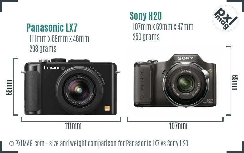 Panasonic LX7 vs Sony H20 size comparison Panasonic LX7 vs Sony H20 size comparison