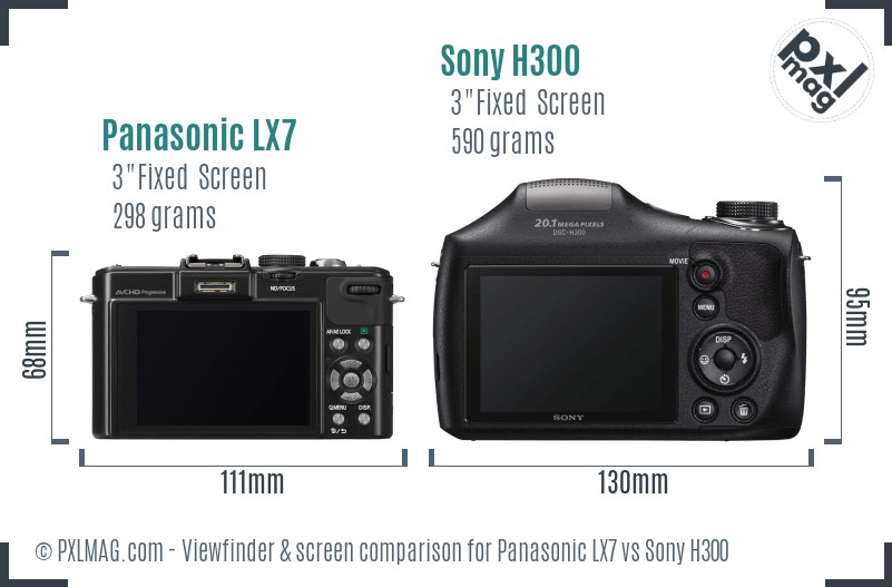 Panasonic LX7 vs Sony H300 Screen and Viewfinder comparison