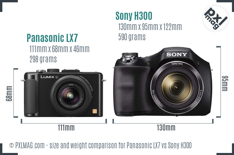 Panasonic LX7 vs Sony H300 size comparison
