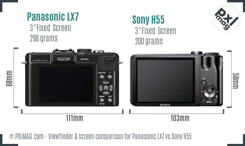 Panasonic LX7 vs Sony H55 Screen and Viewfinder comparison Panasonic LX7 vs Sony H55 Screen and Viewfinder comparison