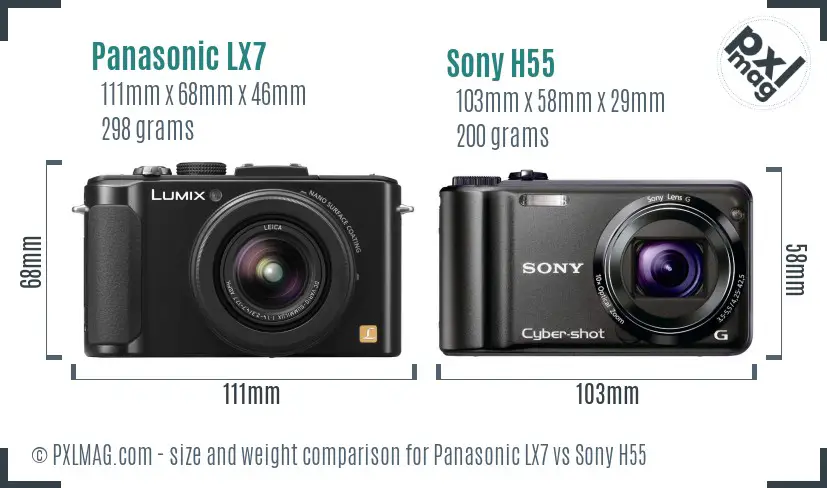 Panasonic LX7 vs Sony H55 size comparison Panasonic LX7 vs Sony H55 size comparison