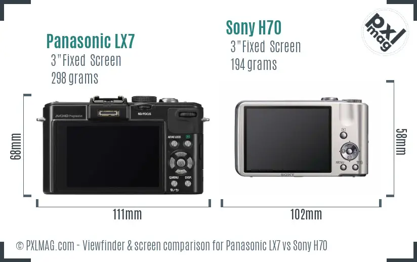 Panasonic LX7 vs Sony H70 Screen and Viewfinder comparison
