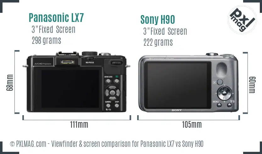 Panasonic LX7 vs Sony H90 Screen and Viewfinder comparison Panasonic LX7 vs Sony H90 Screen and Viewfinder comparison