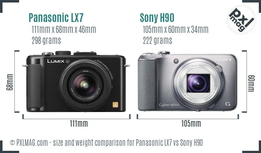 Panasonic LX7 vs Sony H90 size comparison Panasonic LX7 vs Sony H90 size comparison