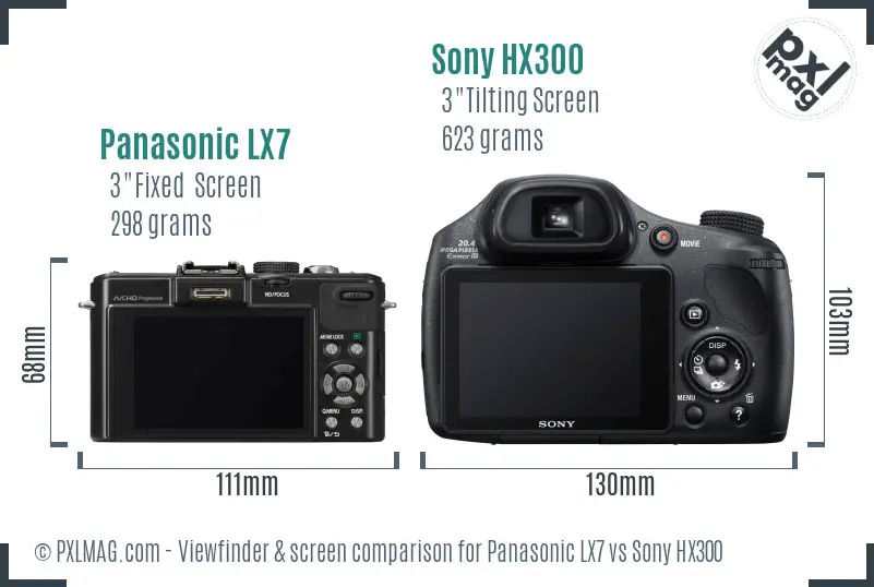 Panasonic LX7 vs Sony HX300 Screen and Viewfinder comparison Panasonic LX7 vs Sony HX300 Screen and Viewfinder comparison