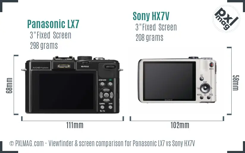 Panasonic LX7 vs Sony HX7V Screen and Viewfinder comparison